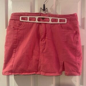 Stretchy Pink Denim Mini Skort